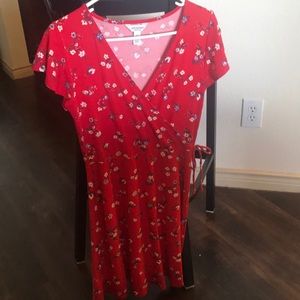 Red wrap dress